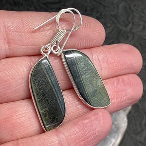 Blue Tigers Eye Hawk Eye Earrings Gemstone Crystal Jewelry